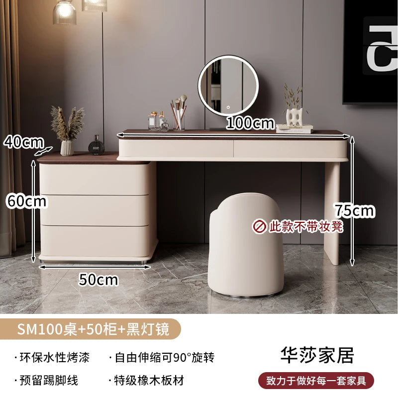 Makeup Mirror Wooden Dresser Set Bedroom Brown Natural Modern Vanity Dressers Nordic Storage Drawer Coiffeuse House Accessories