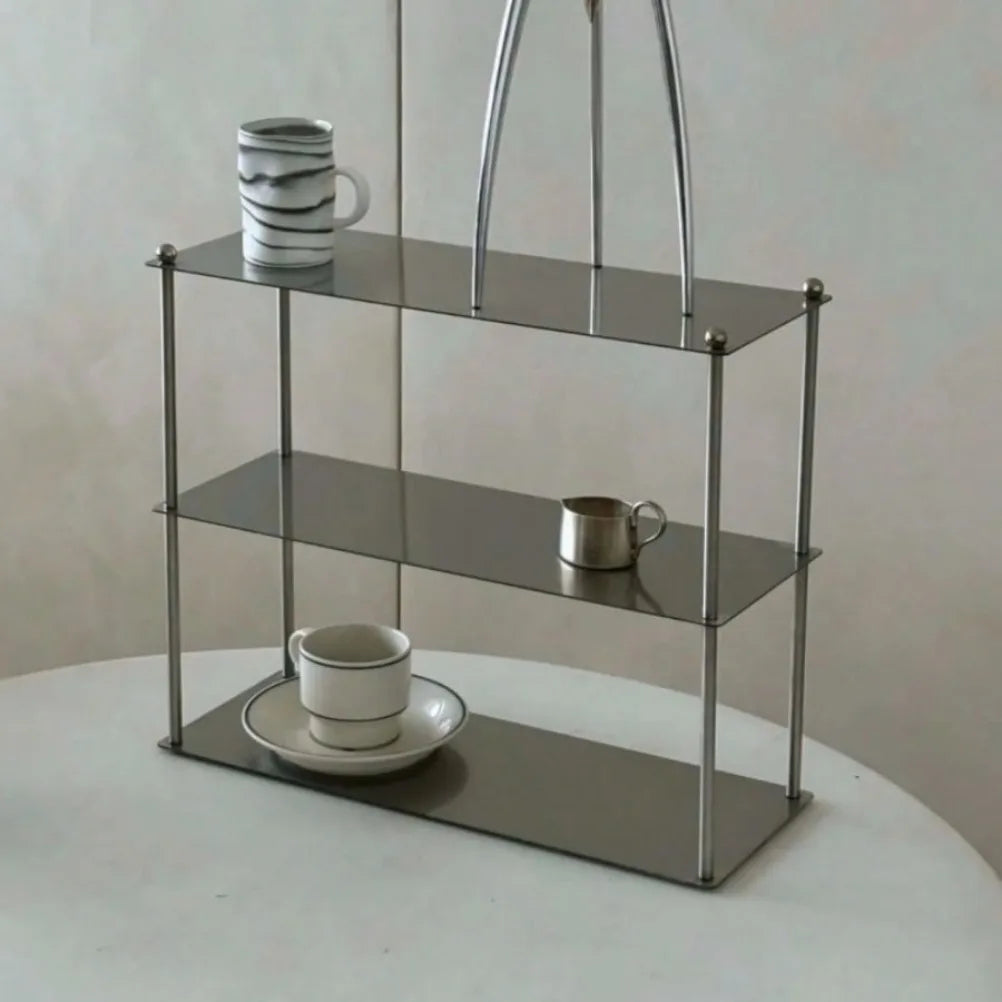 Modern Stainless Shelf Steel 2/3 Layers Minimalist Storage Rack  Cup Cosmetics Rack Kitchens Accessories Storage Organization
