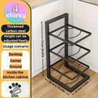 Kitchen Pot Rack Adjustable Multi-layer Under Sink Organizer Heavy Duty Cabinet Pan Holder Kitchen Storage Shelf for Cookware