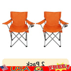 2 Pack Folding Camp Chairs with Cup Holder Portable Quad Frame Durable Outdoor Seating Tailgating Camping Sports Events
