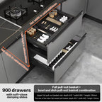 SSOUIM Kitchen Easy Drawer Basket Cabinet Tilt Free Drawer Dish Basket Three-Layer Drawer Spice Pot Storage Rack