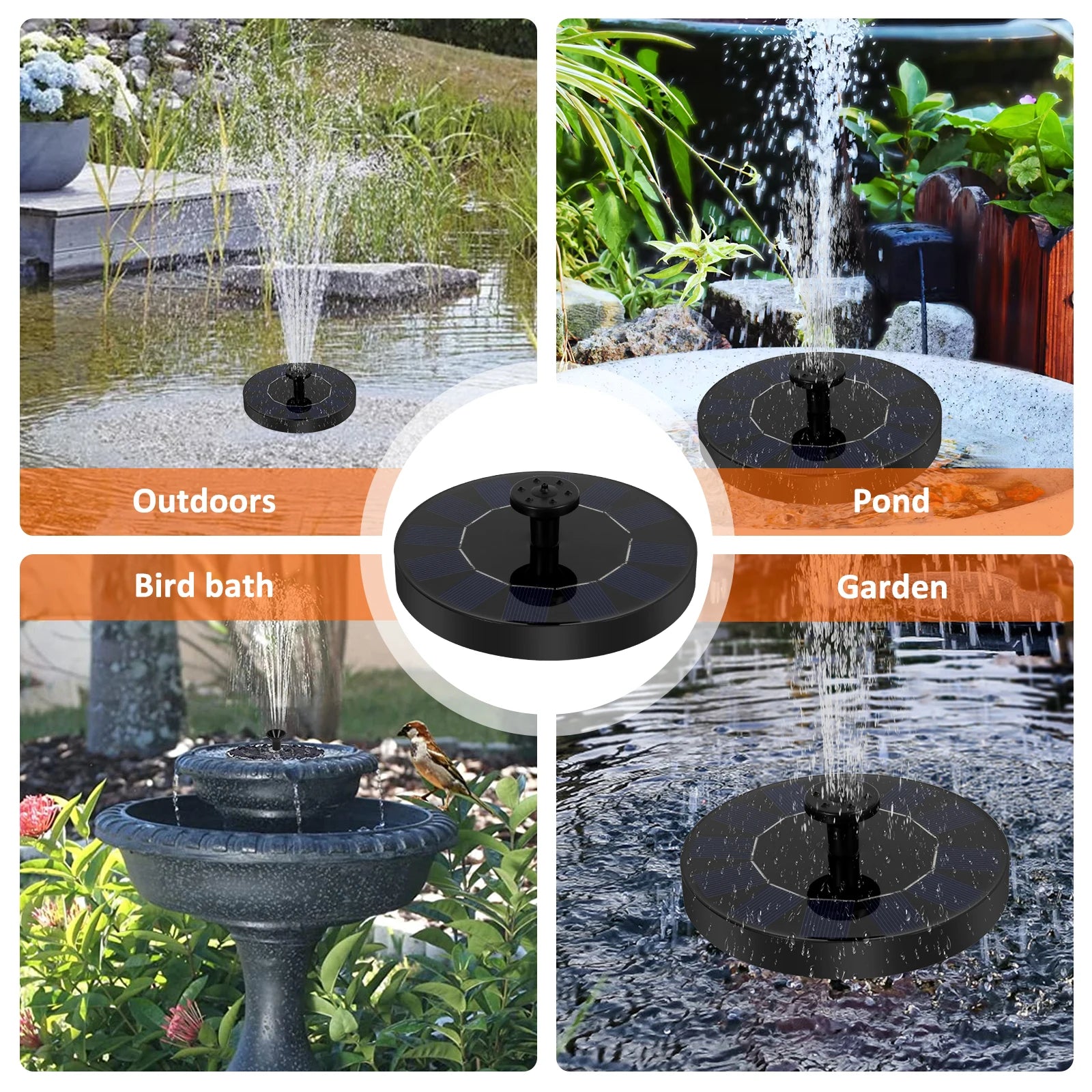 13/18cm Solar Fountain Pump Bird Bath Fountain Garden Outdoor Water Pool Pond Floating Decor With 6 Nozzles Solar Waterfall