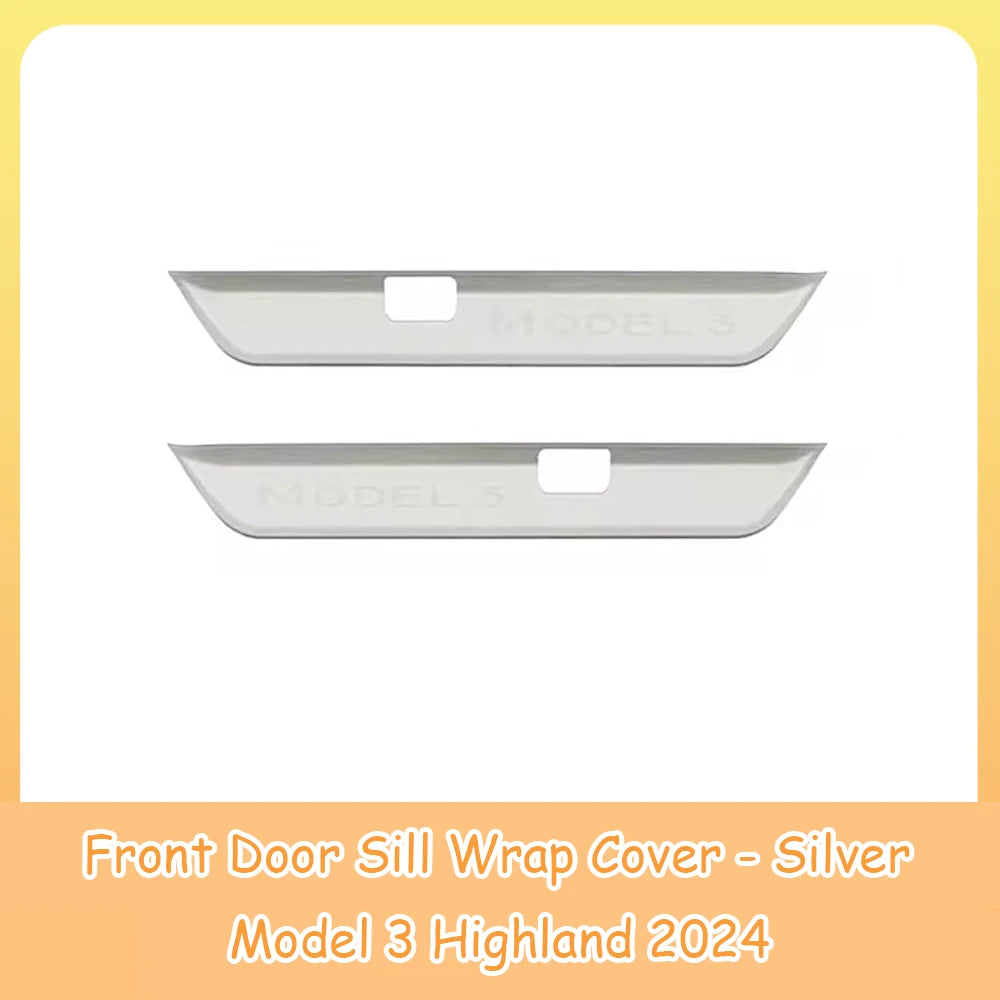 For Tesla Model 3 Highland Front Rear Door Sill Wrap Cover Anti Scratch Stainless Steel Door Sill Strip Plate Car Accessories