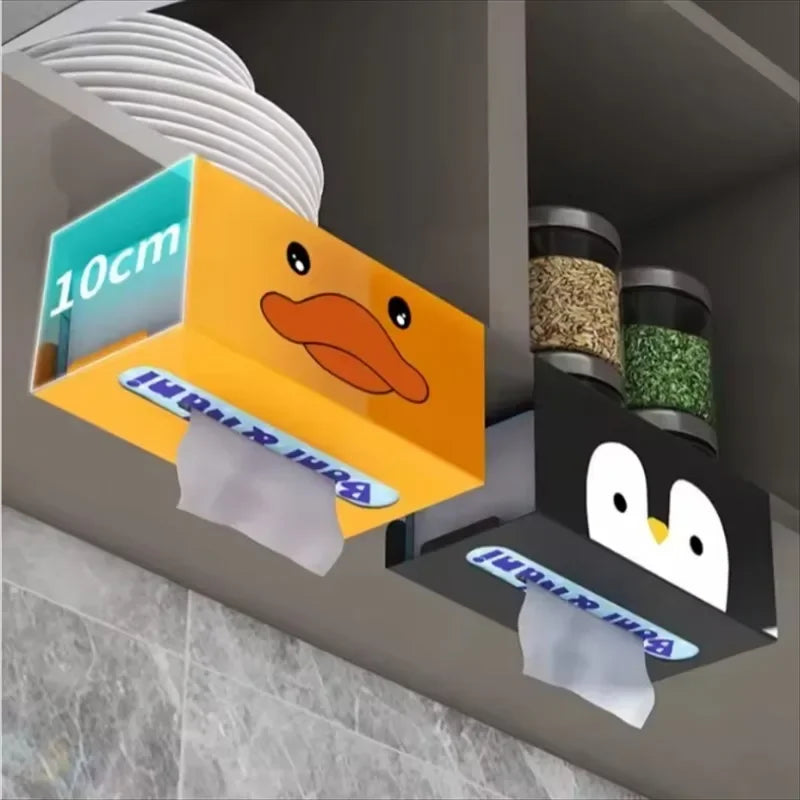 Kitchen Metal Tissue Hanger No Drill Wall Drawer Cabinet Mount Napkin Storage Holder Household Kitchen Sorting Accessory Rack