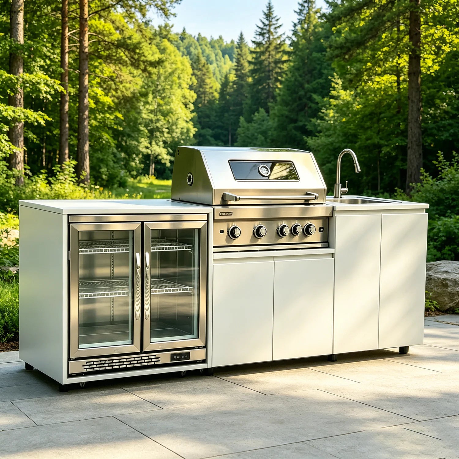 Full Outdoor Kitchen With Grill, Sink & Accessories, Modern Outdoor Kitchens, Durable All-weather Set For Patio And Garden