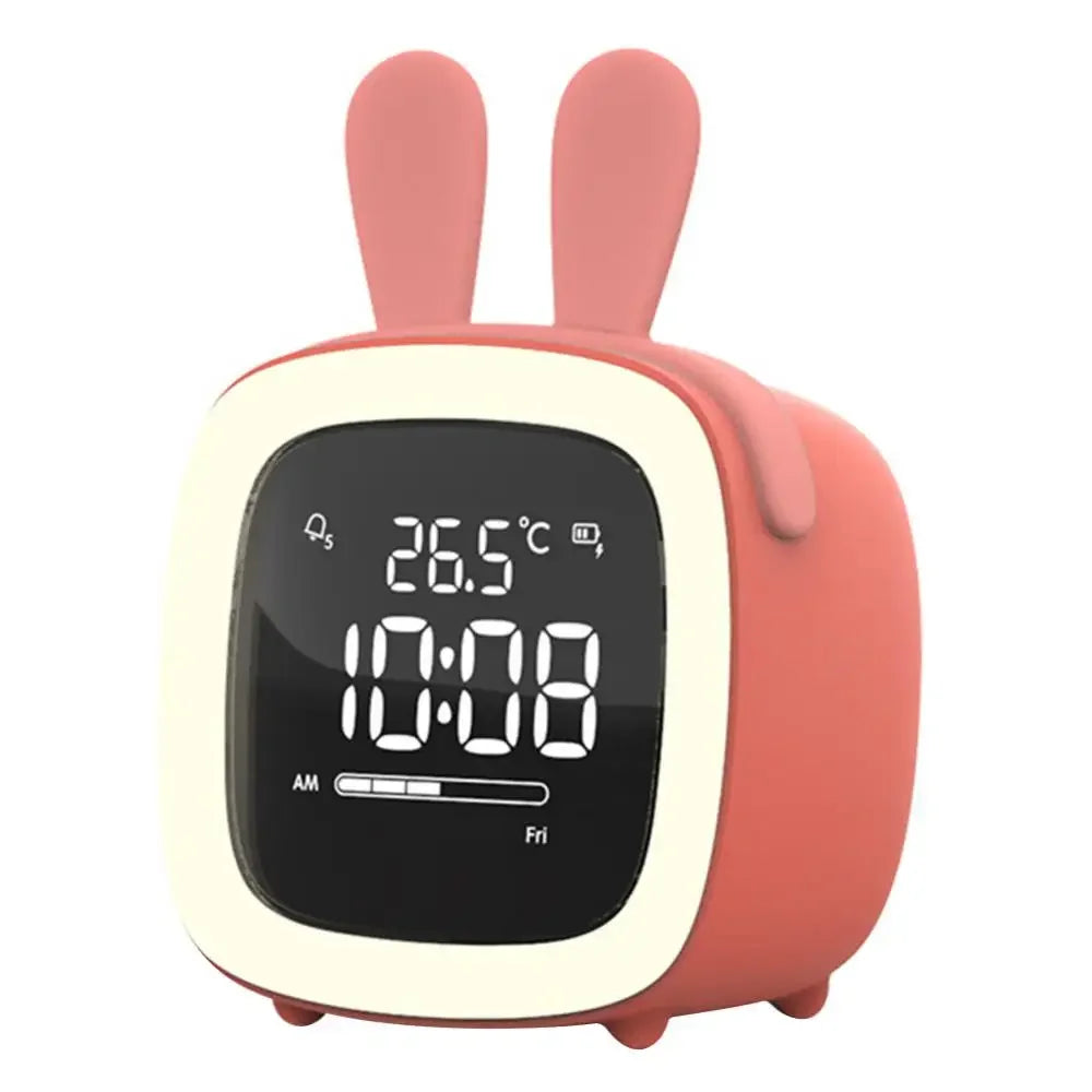 Cartoon Rabbit Deer Ear Alarm Clock Rechargeable Digital Display LED Nigh Light Table Clock Wall Clock Living Room LED Clock