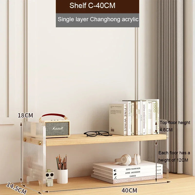 Desktop Bookshelf Kitchen Utensil Storage Rack Office Desktop Storage Rack Acrylic Bookshelf Household Minimalist Storage Rack