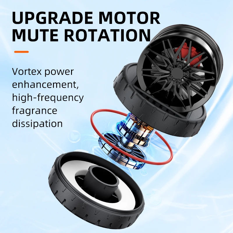 Solar Car Air Freshener Wheel Hub Design Perfume Diffuser Decoration Vehicle Wheel Rotating Air Freshener Vehicle Air Fresheners