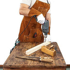 Cowhide Welding Apron Heavy Duty Apron Industrial Use Maximum Protection Tool Storage 6 Large Pockets Chest To Knees Coverage