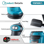 YOFIDRA 125mm Electric Orbital Sander 3 Speeds Adjustable Rechargeable Polishing Grinder Machine For Makita 18V Battery