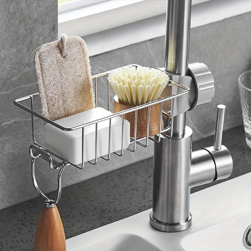 Kitchen Sink Drain Rack Adjustable Height Flexible Faucet Holder Sponge Storage Soap Drainer Organizer Bathroom KitchenAccessory