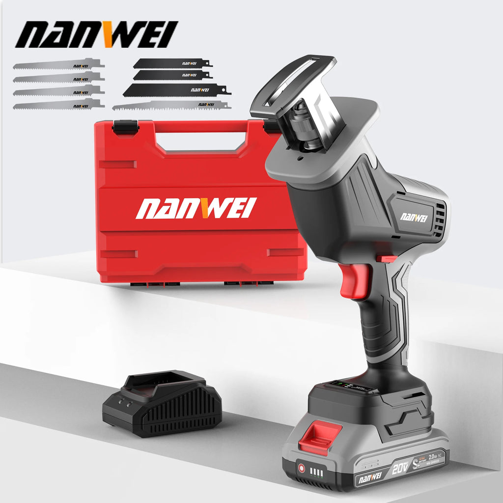 NANWEI Brushless Reciprocating Saw Power Tool Reciprocating Saw Metal Cutting Wood Cutting Tool Electric Drill Accessory