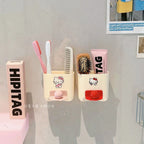 Kawaii HelloKitty Bathroom Storage Set, Toiletries Storage Rack, Toothbrush Cup