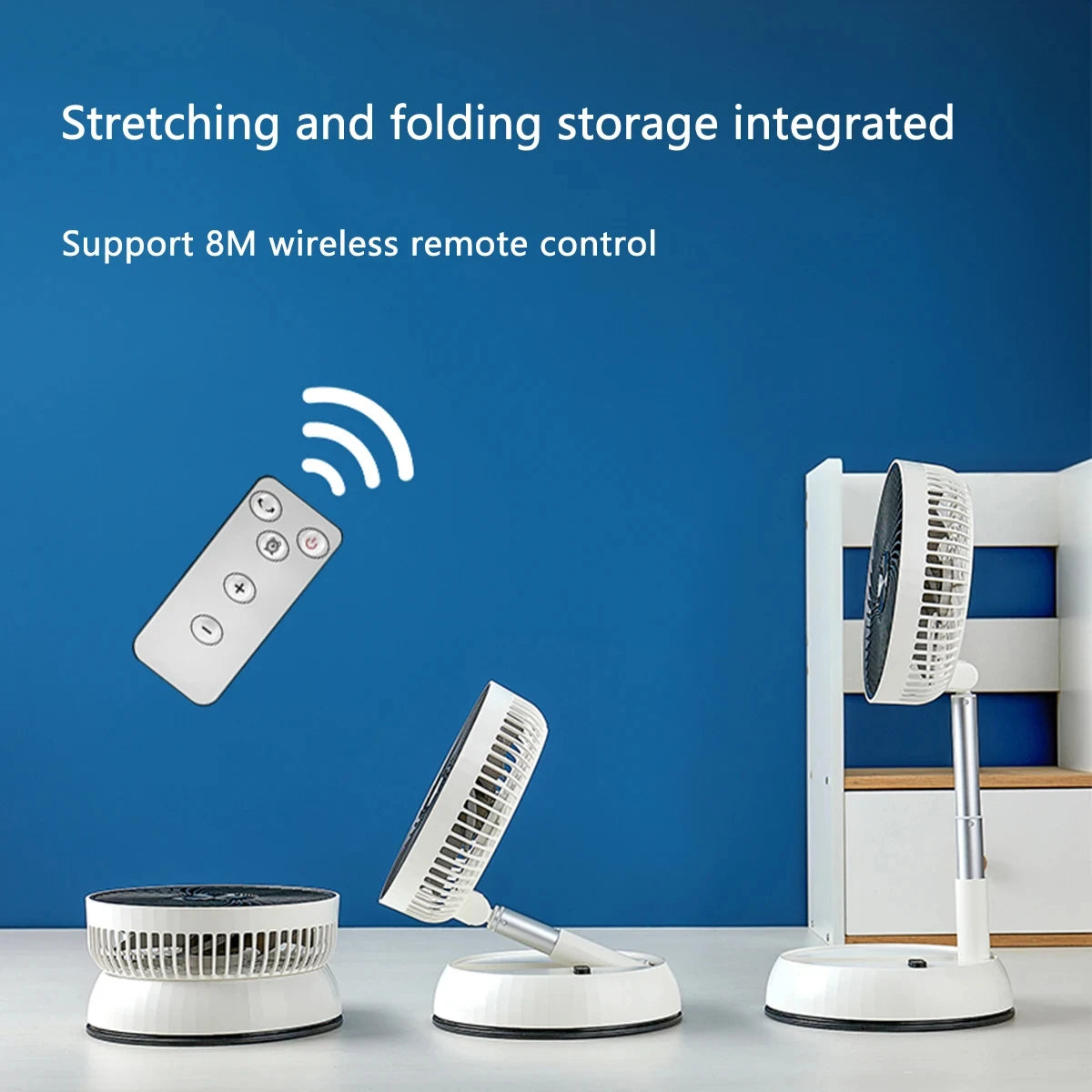 Portable Oscillating Standing Fan with Remote Controller Foldable Desk