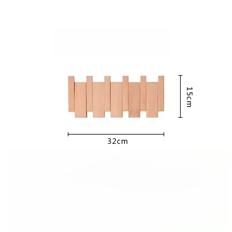 Walnut Wall Hanging Coat Racks Wall Entry Door Porch Hanging Coat Rack Perforated Solid Wood Creative Piano Keys Clothes Hook