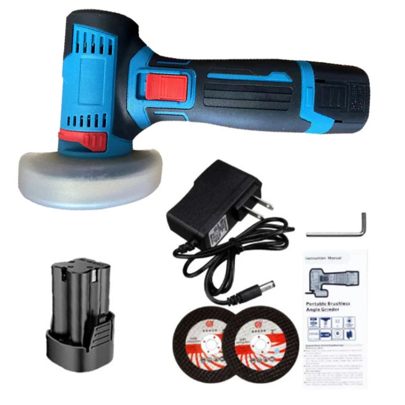 18V Mini  Angle Grinder with Rechargeable Lithium Battery Cordless Polishing Machine Diamond Cutting with Accessories Power Tool