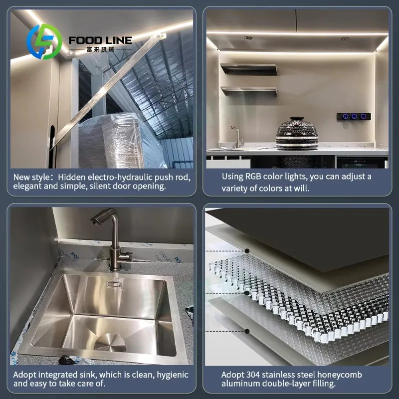 Customized Modern Modular Outdoor Kitchen Unit Stainless Steel Storage Cabinets With Built In Grill For Daily Outdoor Living