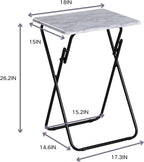 Furniturer 2Pcs-Folding Table Foldable Tv Dinner Tray Portable Light Weight Sofa Bed Side Table With Wood Top Metal Frames