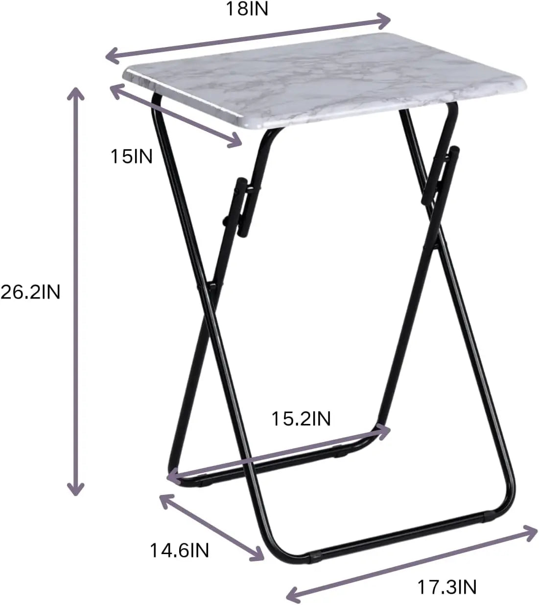Furniturer 2Pcs-Folding Table Foldable Tv Dinner Tray Portable Light Weight Sofa Bed Side Table With Wood Top Metal Frames