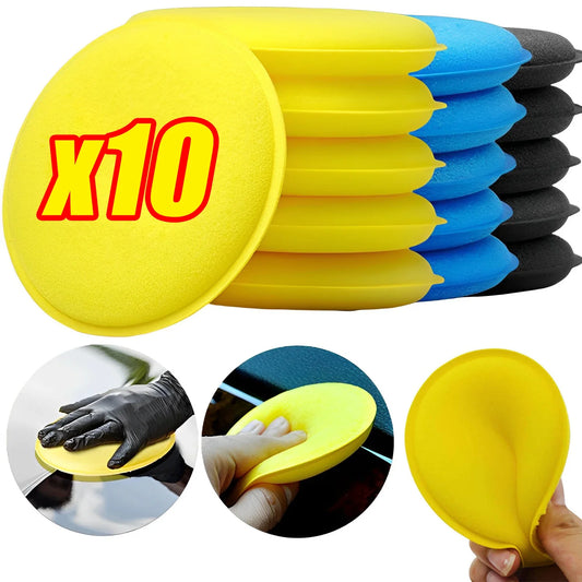 10Pcs Round Car Waxing Polish Wax Foam Sponge High Density Applicator