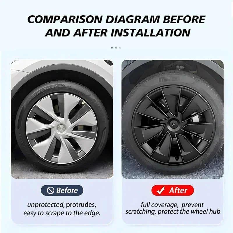 4PCS Hub Cap for Tesla Model Y 19 Inch New Car Wheel Cover Replacement Performance Automobile Full Rim Car Accessories 2018-2024
