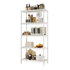 five-layer display stand without wheels with adjustable feet, freely adjustable layer spacing, iron 74*34*150cm, matte white