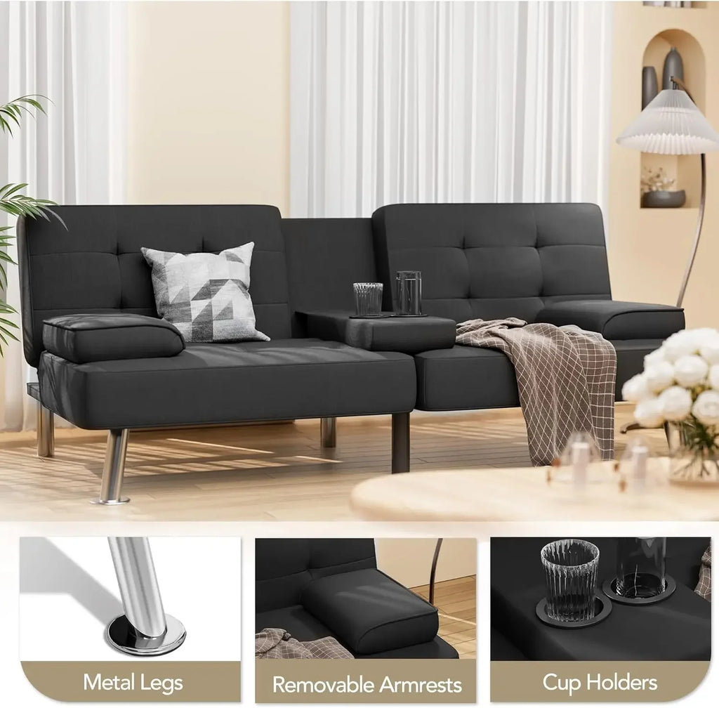 Folding Linen Futon Sofa Bed