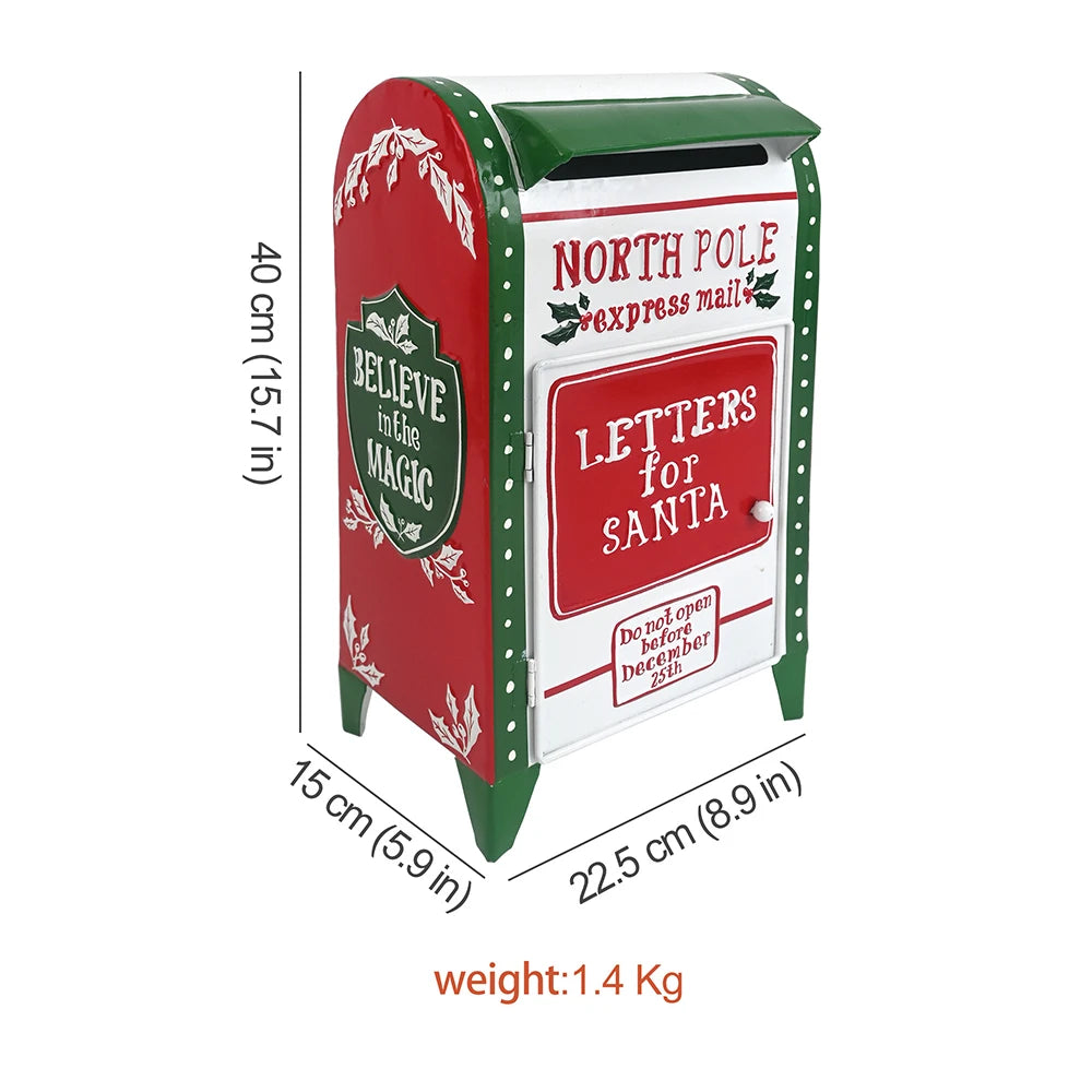 Outdoor Garden Metal Mailbox Christmas Wishing Mailbox Leaving Message Post Box Standing Santa Mailbox Farmhouse Design
