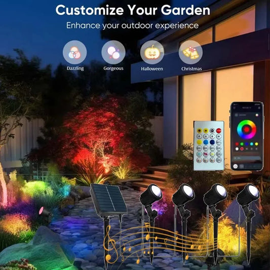 3000K/RGB Solar LED Light Outdoor Solar Spotlight Solar Garden Light Outdoor IP65 Waterproof Solar Power Light Wall Light