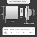 4Inch High Speed Exhaust Fan Toilet Kitchen Bathroom Hanging Wall Wind