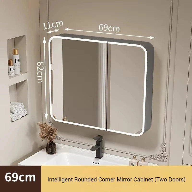 Space Aluminum Smart Bathroom Cabinets Wall-mounted Nordic Multifunction Mirror Cabinets Shelves Home Furniture Arredo Bagno FYB
