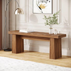Wooden Entryway Bench, 47-Inch Wood Dining Table Bench with Sturdy Frame for Dining Room, Bedroom Hallway, Easy Assembly, Black