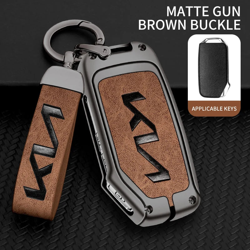 Leather Alloy Car Remote Key Case Protection Cover For KIA Sportage R GT Stinger Sorento Ceed Cerato Forte Niro Soul Telluride