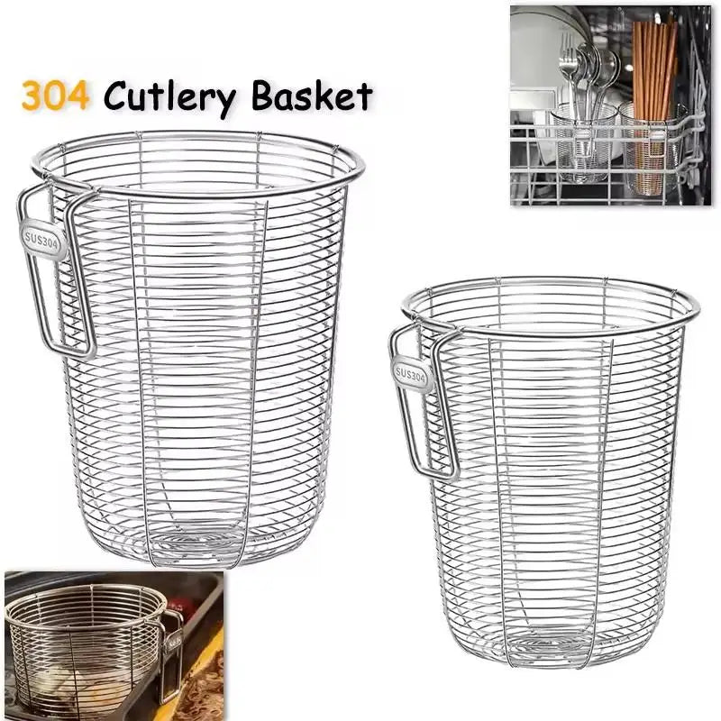 【S】304 Kitchen Chopstick Holder Organizer Hanging Wall Stainless Steel Tableware Drainer Fork Spoon Chopsticks Dishwasher Basket