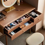 Dresser Bedroom Household Small Apartment Solid Wood Leg Makeup Table With Makeup Mirror Vanity Desk With Light Mirror With Seat