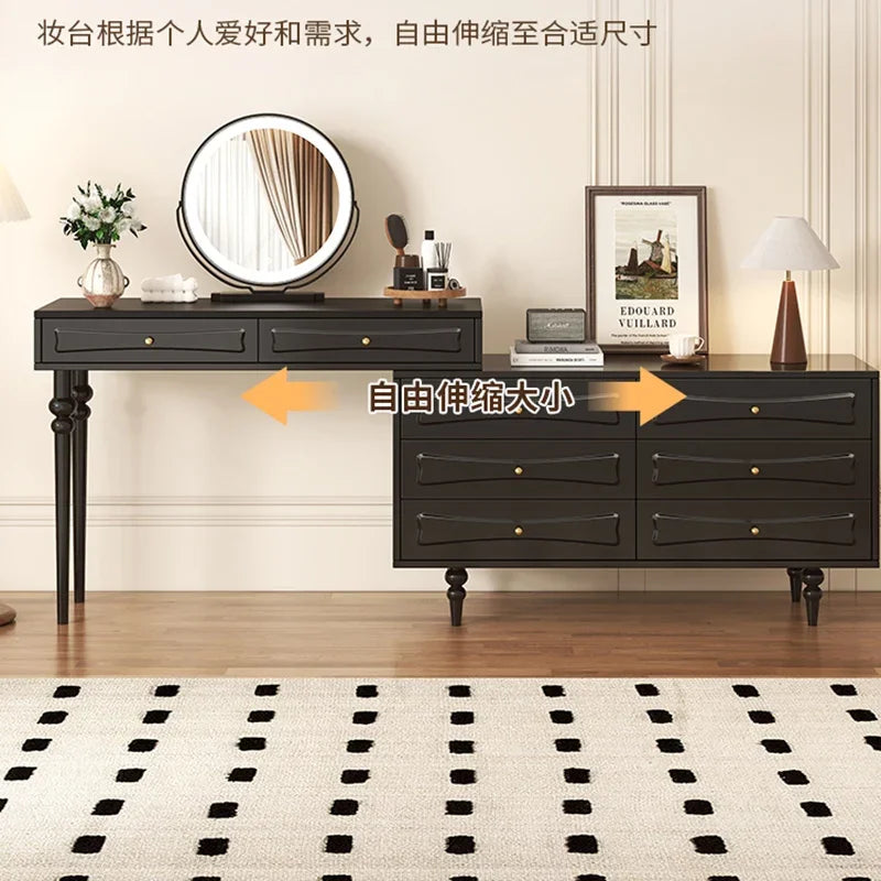 American Solid Wood Dresser Modern Simple Bedroom Vanity Table with Mirror Storage Cabinet Home Furniture Tocador Mueble FYDT