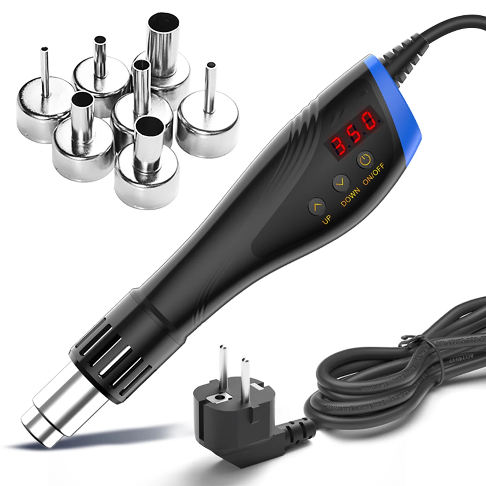 Handheld Hot Air Machine 600W Welding Tool Set 7 Nozzles LCD Digital Thermal Blower For Soldering SMD SMT Welding Repair Tool
