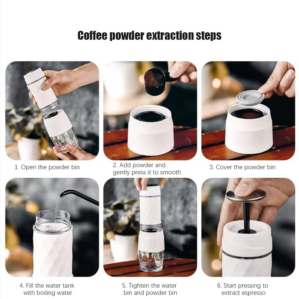Portable Coffee Machine 3 In1 Hot/Cold Water Manual Espresso Maker For Capsule & Ground Hand Press Brewer hiking Travel