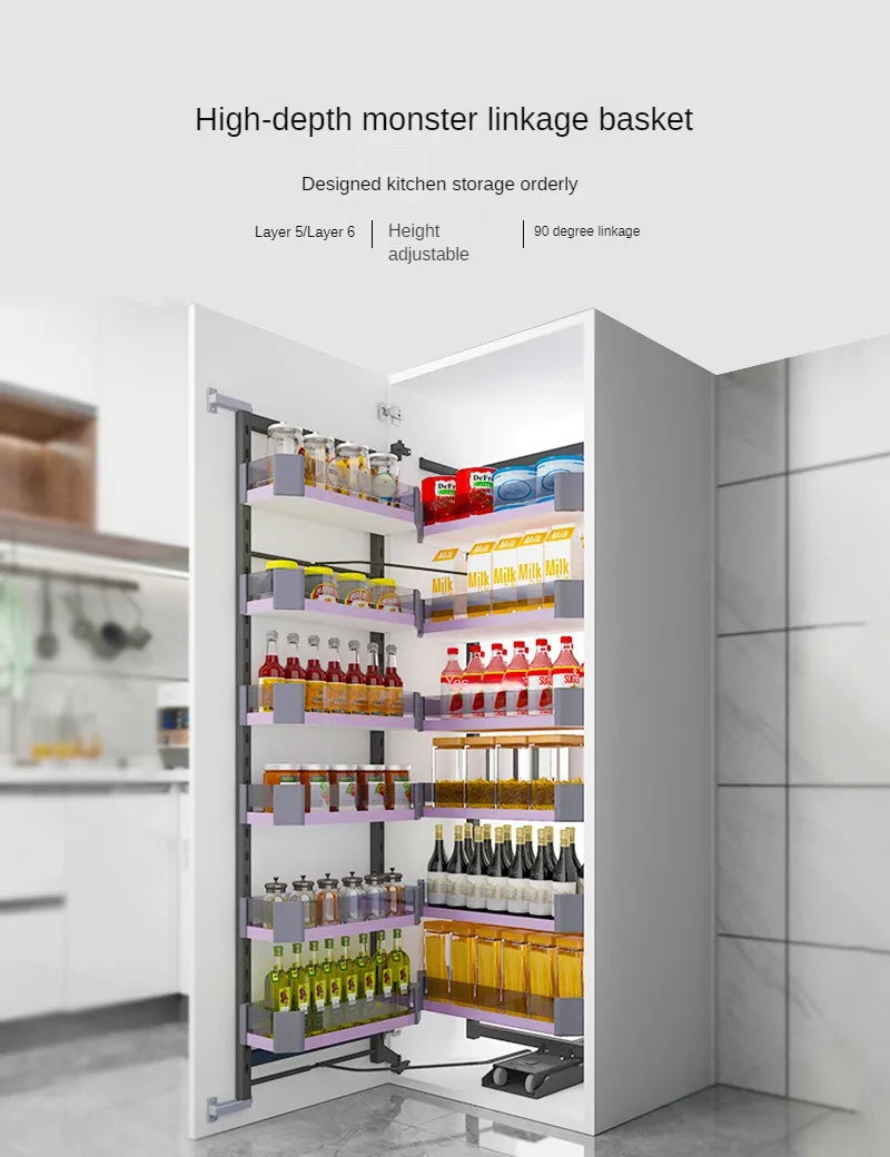 Slim Metal Kitchen  Drawer Metal Box Functional Kitchen Tall Unit Pantry Organizer Soft Close Drawer Storage Basket Plane Type