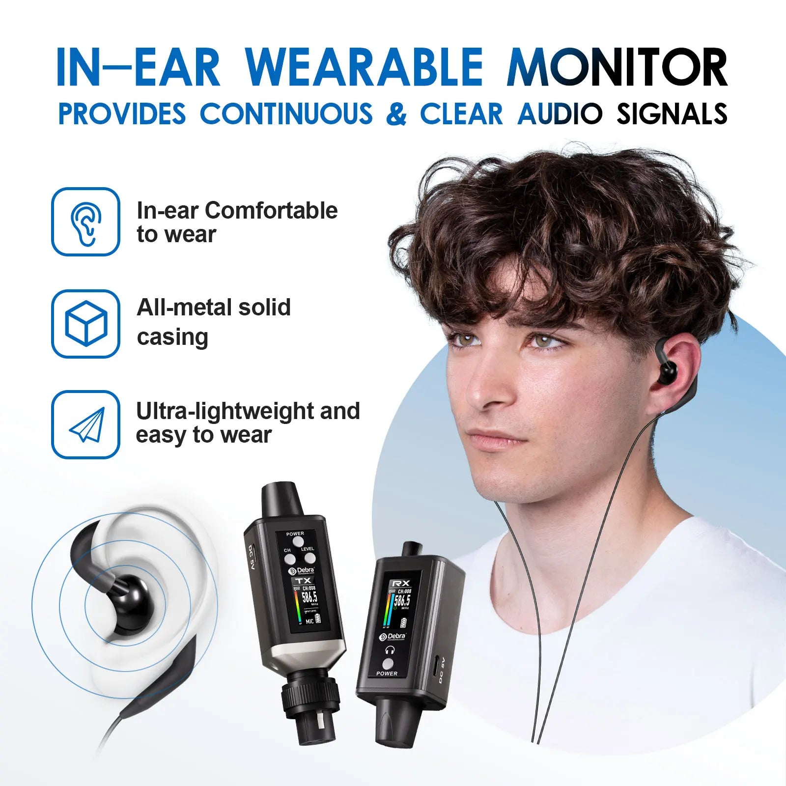 EMX-1 Wireless Monitoring System, Portable UHF Rechargeable Wireless System for Musical Instruments, Dynamic Wired Microphone