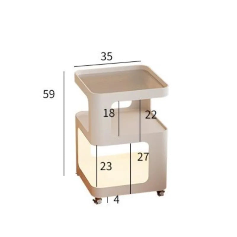 Realife New Bedroom Creative Bedside Cabinet Modern And Simple Storage Rack Iron Movable Edge Table With 360 Degree Rotation