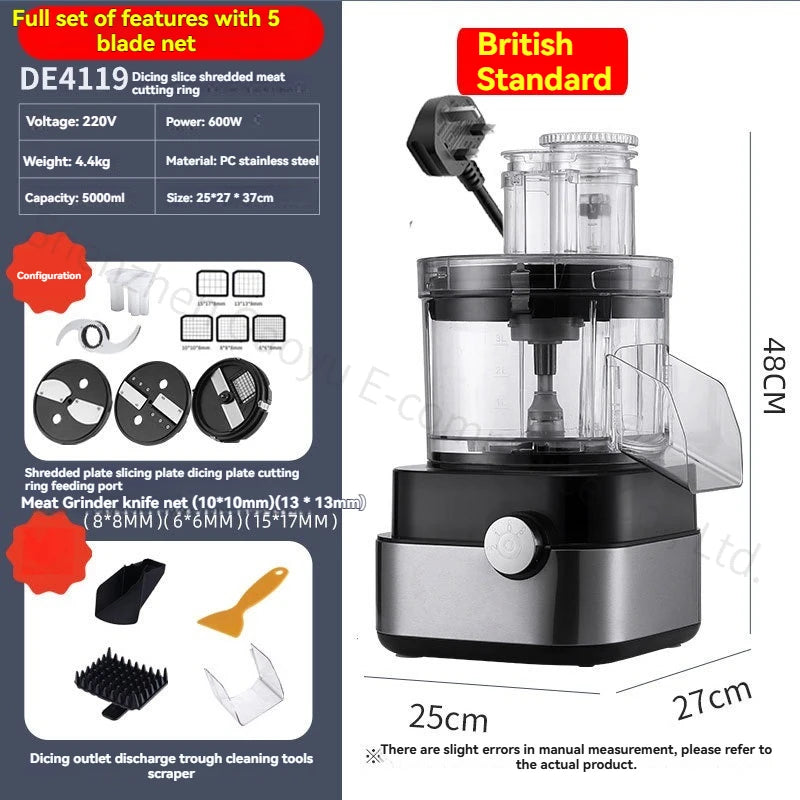 Commercial Electric Vegetable Cutter - Multi-function Dicing/Slicing/Grinding Machine for Restaurant Kitchen