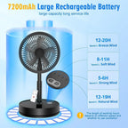 Wireless Folding Desk Fan Telescopic Outdoor Travel Camping Floor Low