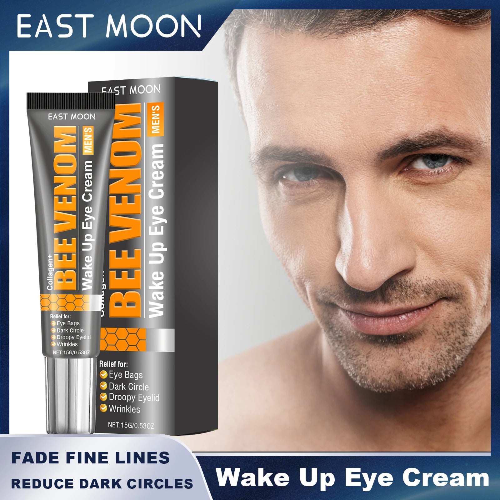 East Moon Wake Up Eye Cream Fade Fine Lines Reduce Dark Circles Eye Bags Puffiness Hydrating Moisturizer Men Eye Care Lotion