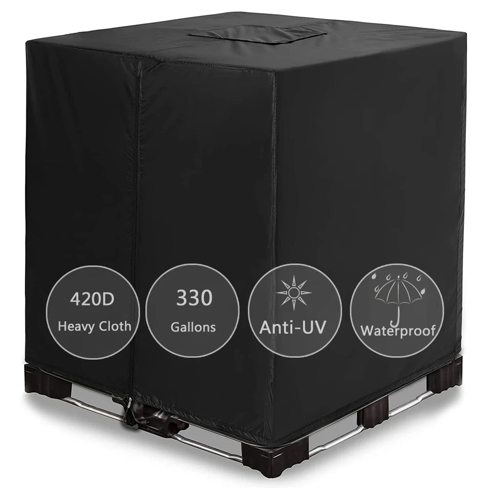 IBC Tote cover 330 gallon zipper 210D&420D heavy sunscreen material 1000L outdoor garden water tank protection cover