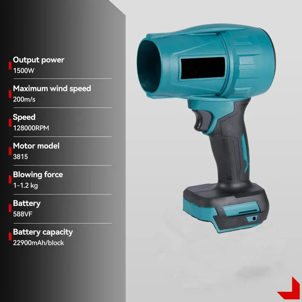 1500W Brushless Electric Turbo Blowers 200M/S Violent Car Dryer Handheld Dust Jet Fan Snow Removal Tool for Makita 18V Battery