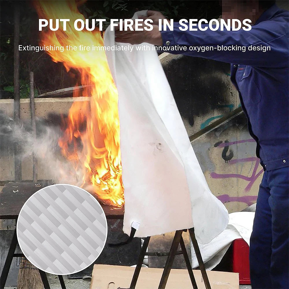4 Size Square Fire Blankets Fiberglass Retardant Fire Suppression Emergency Survival Kit for People Home Car Kitchen Safety