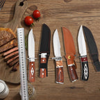 Kitchen straight knife, stainless steel fruit knife with knife sleeve, chef's professional barbecue handle, meat small knife