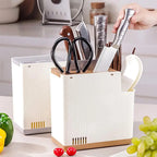 Multifunctional Kitchen Utensil Holder Knife Slots Drainage Base Countertop Storage Organizer Chopsticks