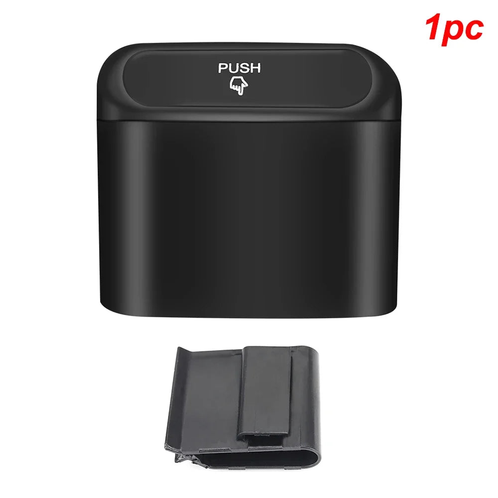 1L Car Interior Storage Case Trash Garbage Box Door Bin Push Can Mini Tray Dustbin Seat Clip Stand Holder Automotive Accessories